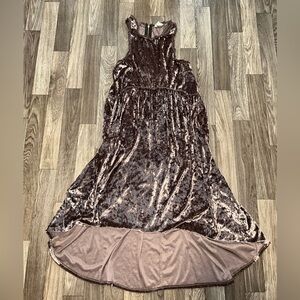 POL Velvet High Low Dress in Mauve